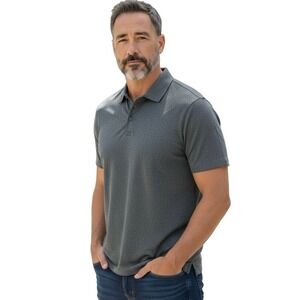 New NWT Laird Heathered Charcoal Grey Hyper 4 Sun Protection Wicking Polo - L